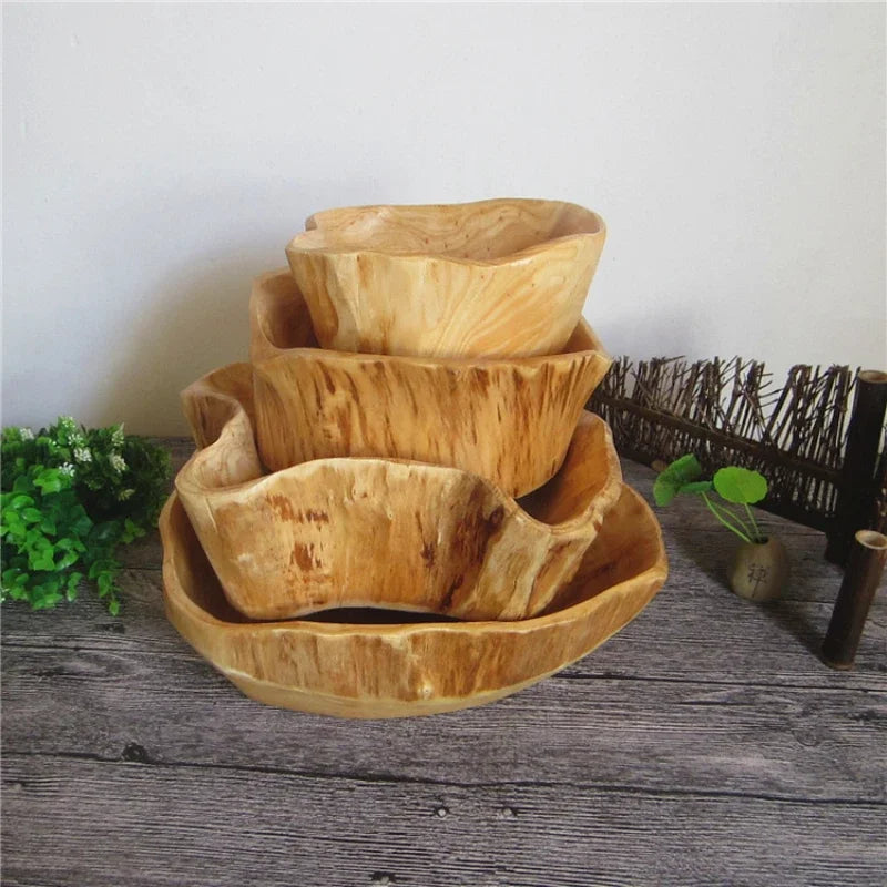 Handmade Natural Wood Fruit Tray, Wooden Bowl, Irregular Snack, Sushi Bread, Dessert, Candy Plate, Salad Trays, Home Decoration
