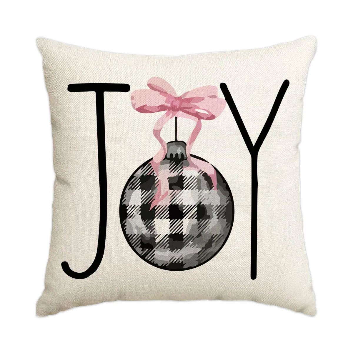 1/4pcs Christmas Pillow Cover, Pink Printed Cushion Cover, Farmhouse Decorative Sofa, Christmas Decoration (without Pillow Core)