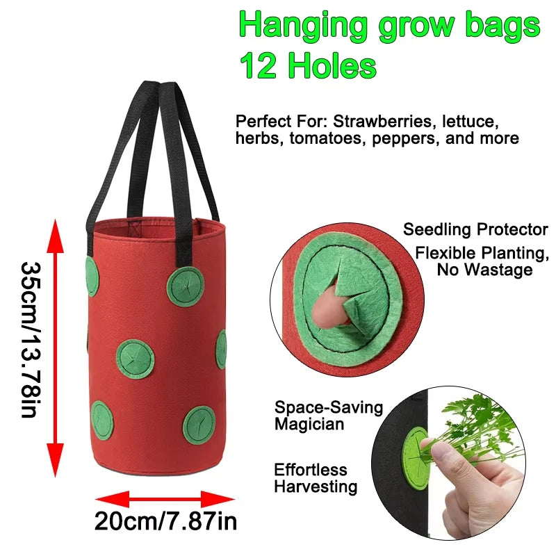Hanging Grow Bags for Strawberries Tomatoes Hanging Planting Grow Bag Vertical Garden Strawberry Planter Pot Aeroponic Tower