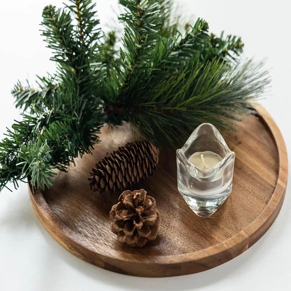 Decorative Tray Round Dinner Plate Wooden Large Wood Platte Dessert Pallet