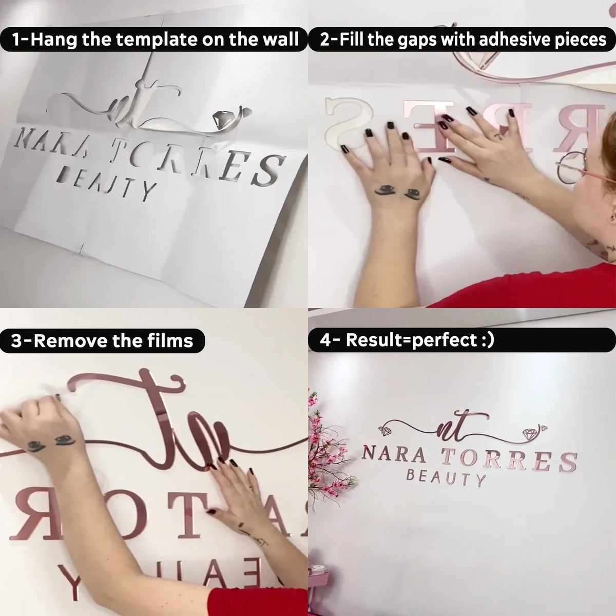 Custom Laser Cut Logo Sign 3D Mirror Wall Letters Large Business Sign Acrylic Lobby Sign Personalized Wall Sign for Salon Studio