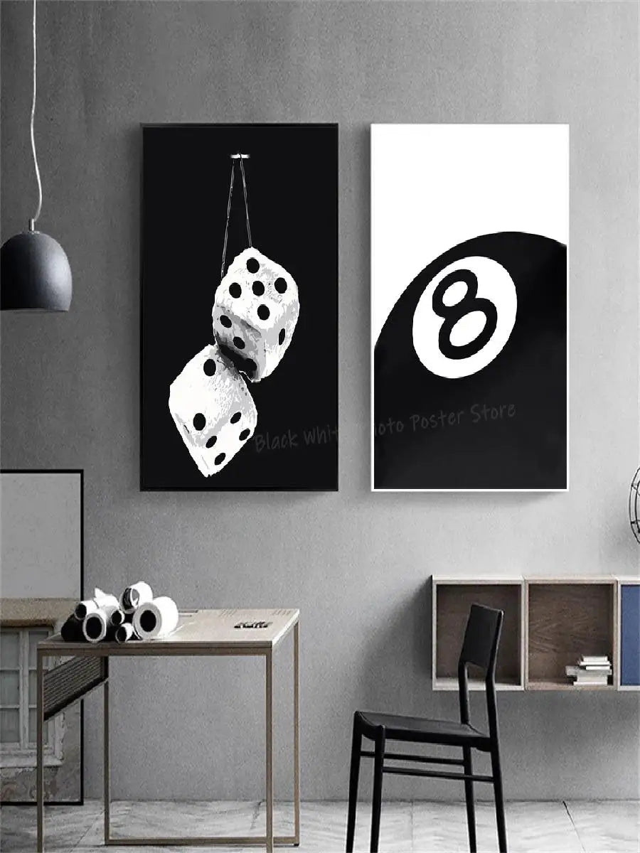 Black And White No Ball Art Poster Billiards Club Theme Wall Art Canvas Painting Prints for Living Room Corridor Home Decor
