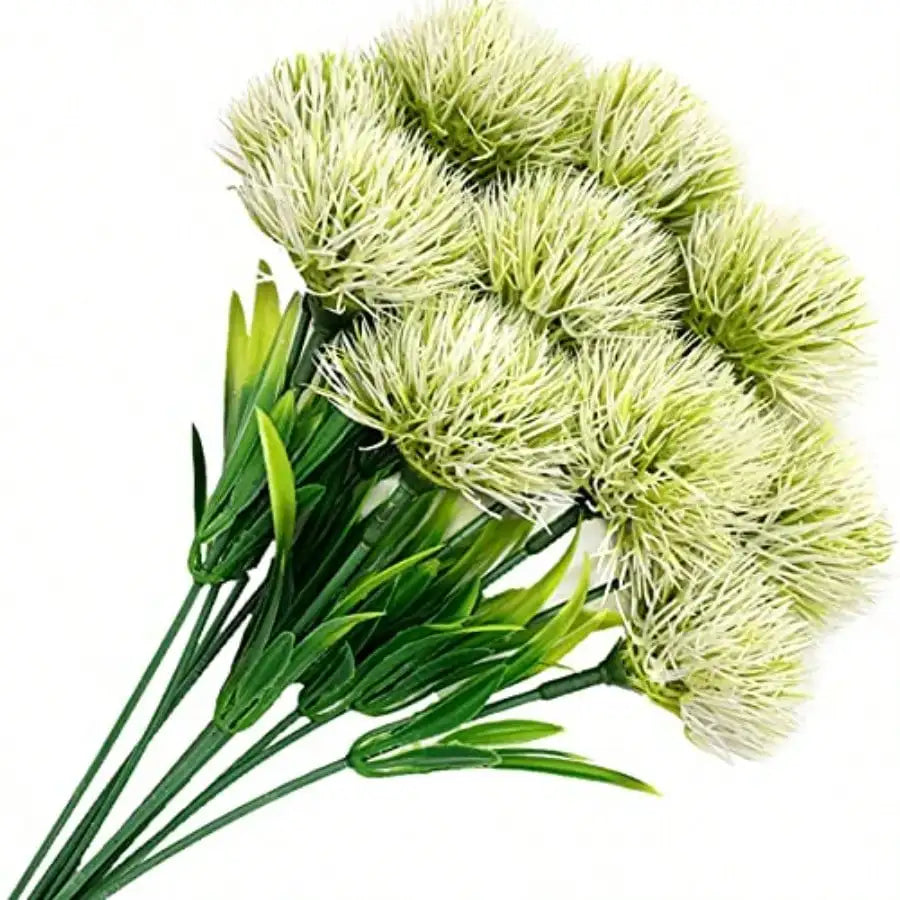 8434-Fake Dandelion Flowers White 10 Pcs,Artificial Plants Plastic Shrubs Bushes Decor Faux Stems Outdoor Indoor Home Garden Party Wedding DIY Planting Filler Decoration