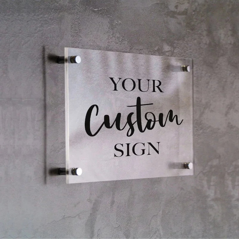 Business Customized Acrylic Perspex Plates, Number Decorative House Signs, Logo Beauty Salon Nails Studio Wall Aesthetic Decor