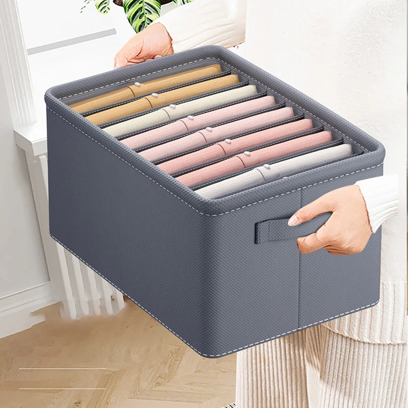 Thickened Pants Storage Box Foldable 9/7/6 Grids Organizer for Jeans Sweatshirt Shirt Wardrobe Organizers of Cabinets and Drawer