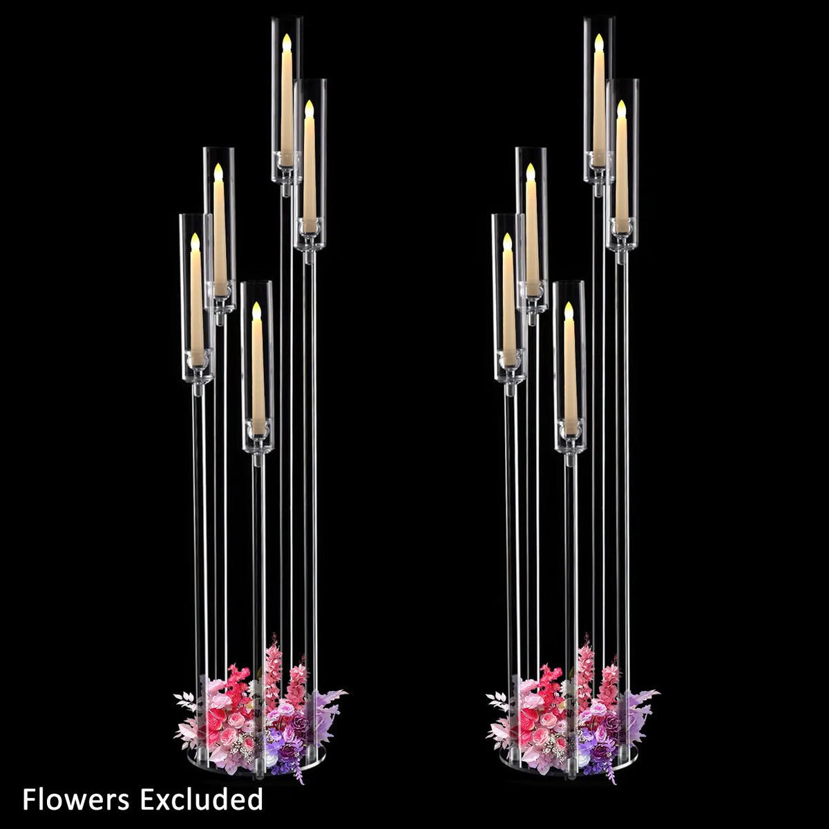 Clear Acrylic Floor Candelabra 5 Arm Tall Candlestick Holder for Wedding Table Centerpiece Ceremony Party Home Decoration 10PCS