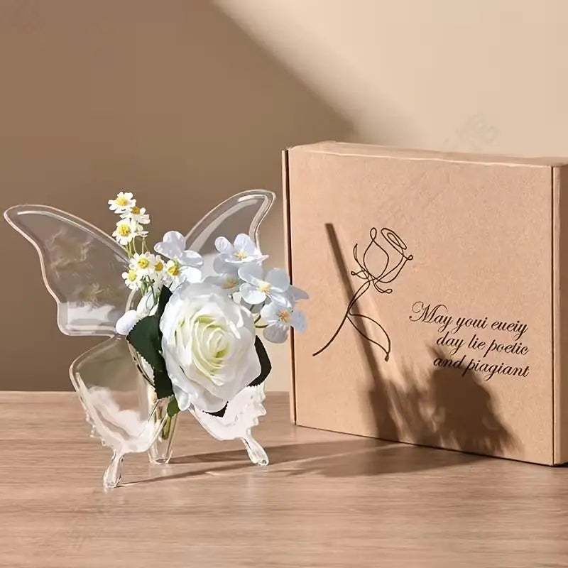 2pcs Butterfly Vase Centerpieces – Clear Acrylic Bud for Holidays, Weddings & Flower Arranging