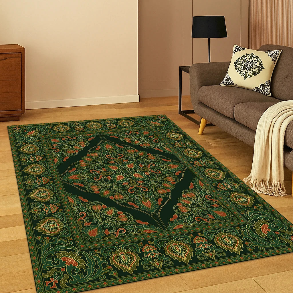 Türkiye Bohemian Persian Geometric Flower Carpet Rug for Home Bedroom Living Room Sofa Kitchen Doormat Decor,Game Non-slip Mat