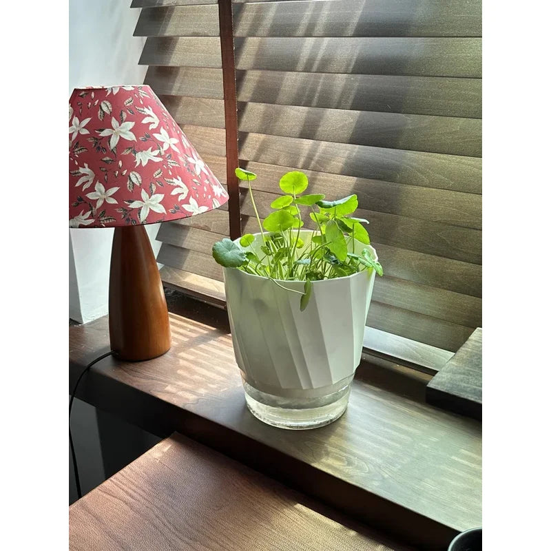 Transparent Double Layer Self Watering Planter, Automatic Water Absorbing Hydroponic Flower Pot for Office Decor