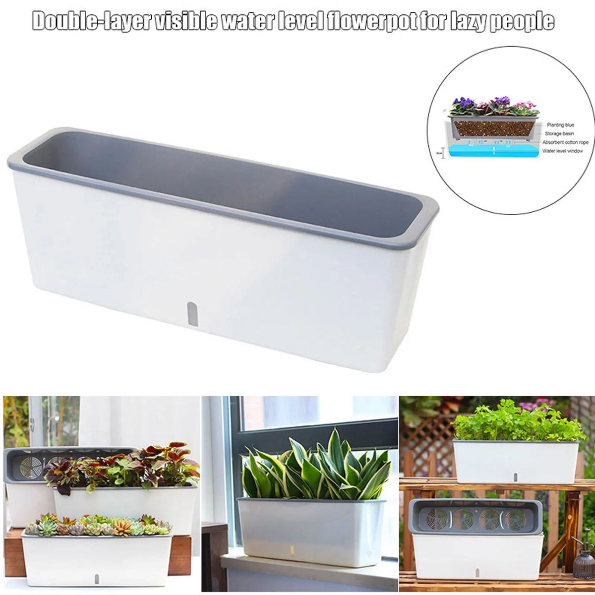 Self-Watering Planter Pots with Handy Water Level Indicator Gift for Friends Families Neighbors