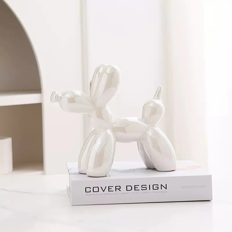 11/21CM Mini Ceramic Balloon Dog Sculpture Abstract Ornament Study Room Statue Home Office Accessories Festival Decoration 