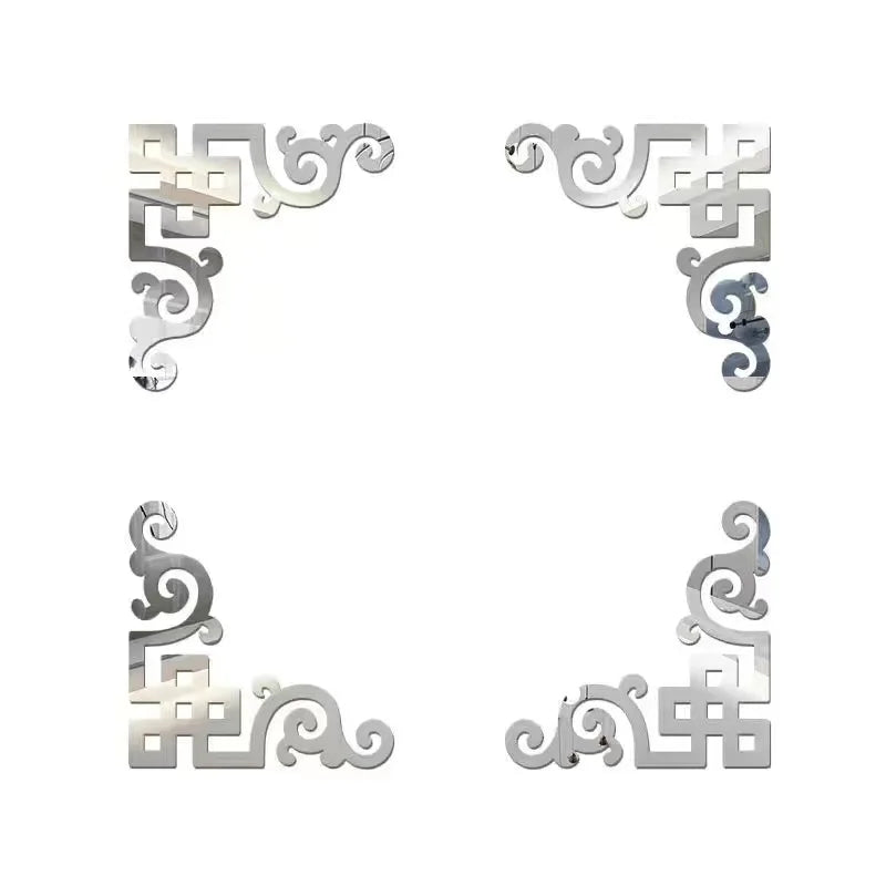 Acrylic Mirror Sticker Wall Cabinet Decor Self-adhesive Geometry Wall Corner Decorative Wall Stickers DIY Room Home Office Decor