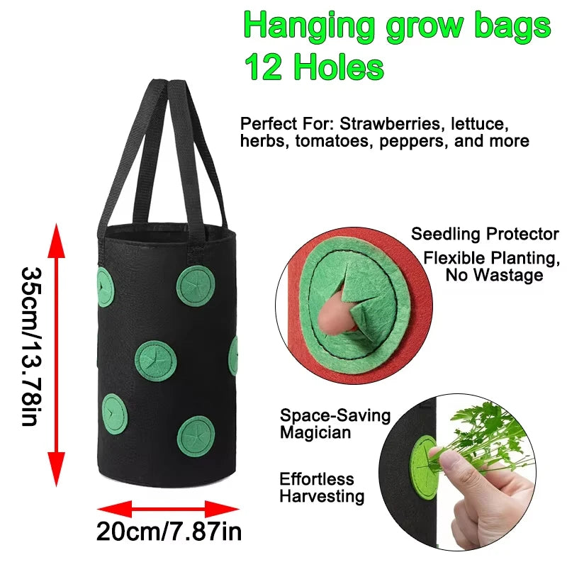 Hanging Grow Bags for Strawberries Tomatoes Hanging Planting Grow Bag Vertical Garden Strawberry Planter Pot Aeroponic Tower