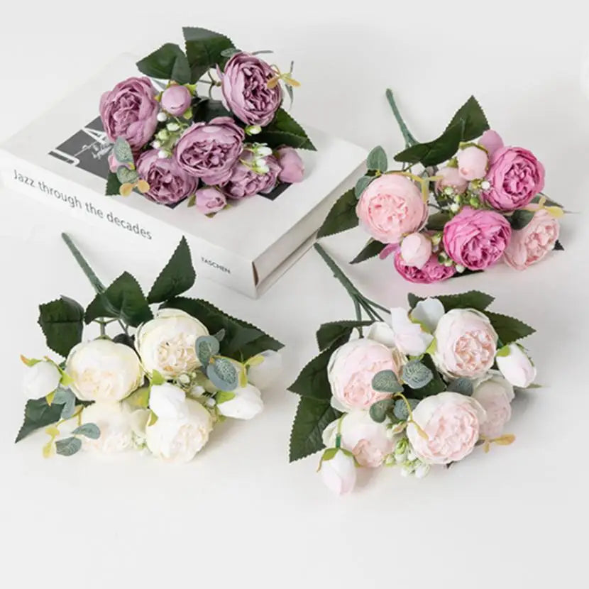 30CM Artificial Flowers Silk Peony Bouquet Festival Vases for Decoration Craft Home Garden Living Room Wedding Accessories Props