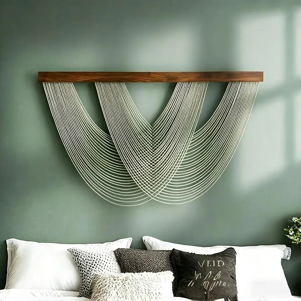 Handwoven Cotton Rope Wall Art Canvas Large Boho Macrame Tapestry for Living Room Bedroom Home Decor White