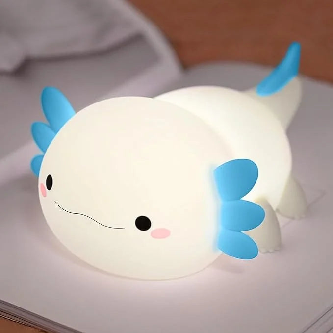 Night Light for Kids,Cute Purple Axolotl Lamp ,LED Squishy Nursery Nightlight, Soft Silicone Novelty Animal Bedside Lamp