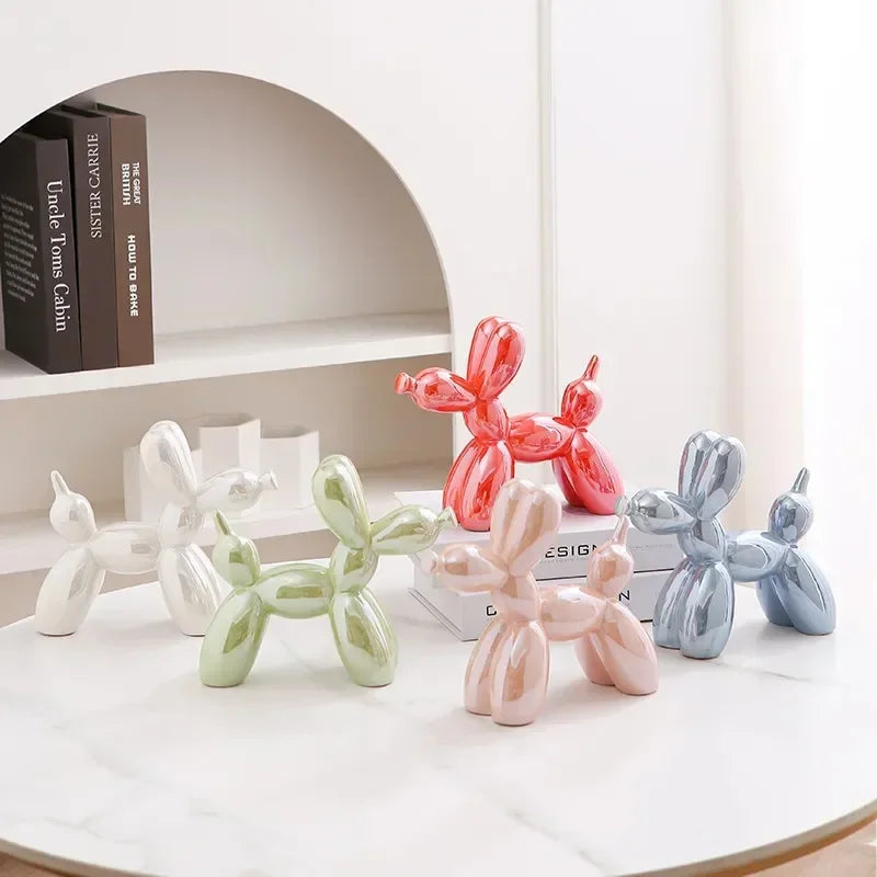 11/21CM Mini Ceramic Balloon Dog Sculpture Abstract Ornament Study Room Statue Home Office Accessories Festival Decoration 