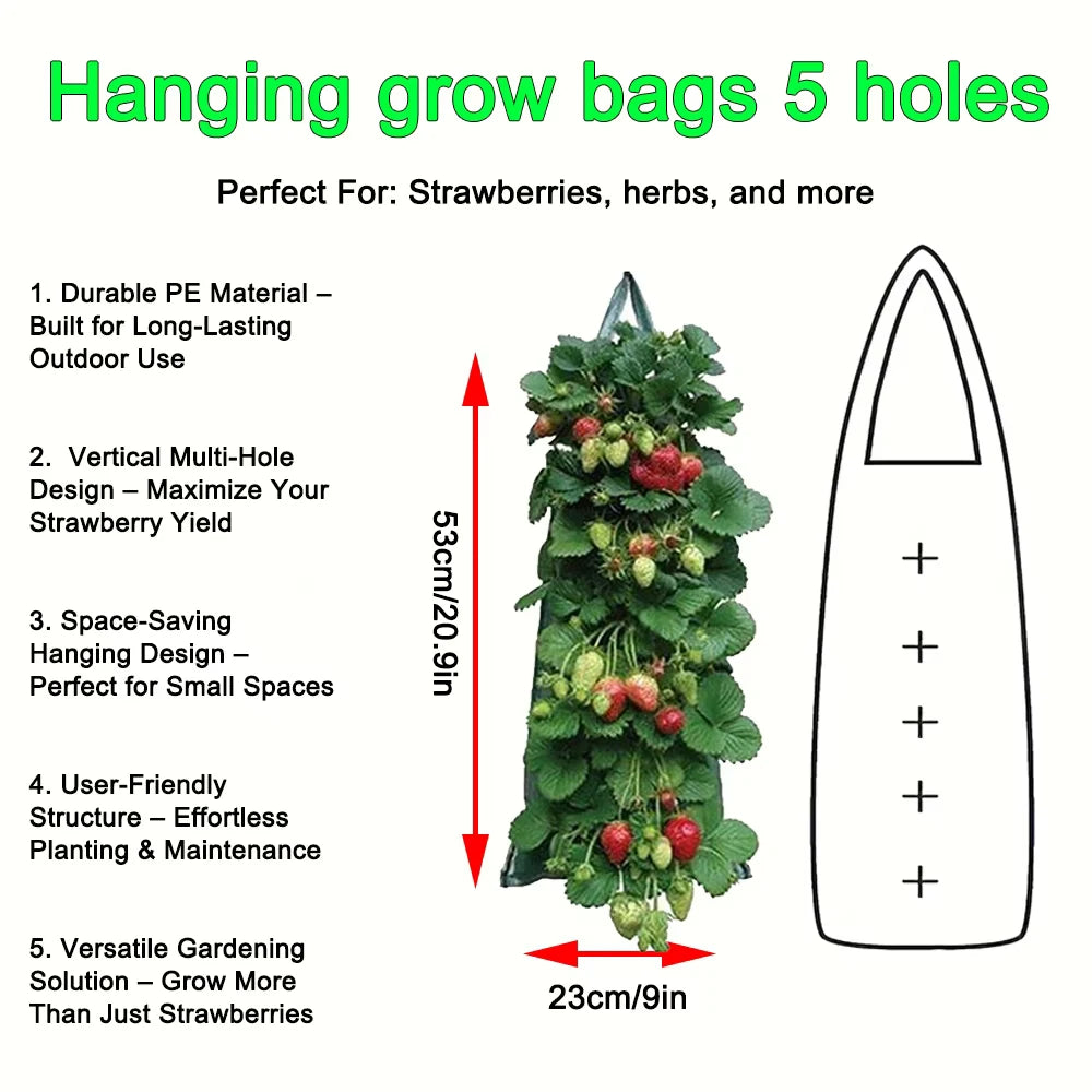Hanging Grow Bags for Strawberries Tomatoes Hanging Planting Grow Bag Vertical Garden Strawberry Planter Pot Aeroponic Tower