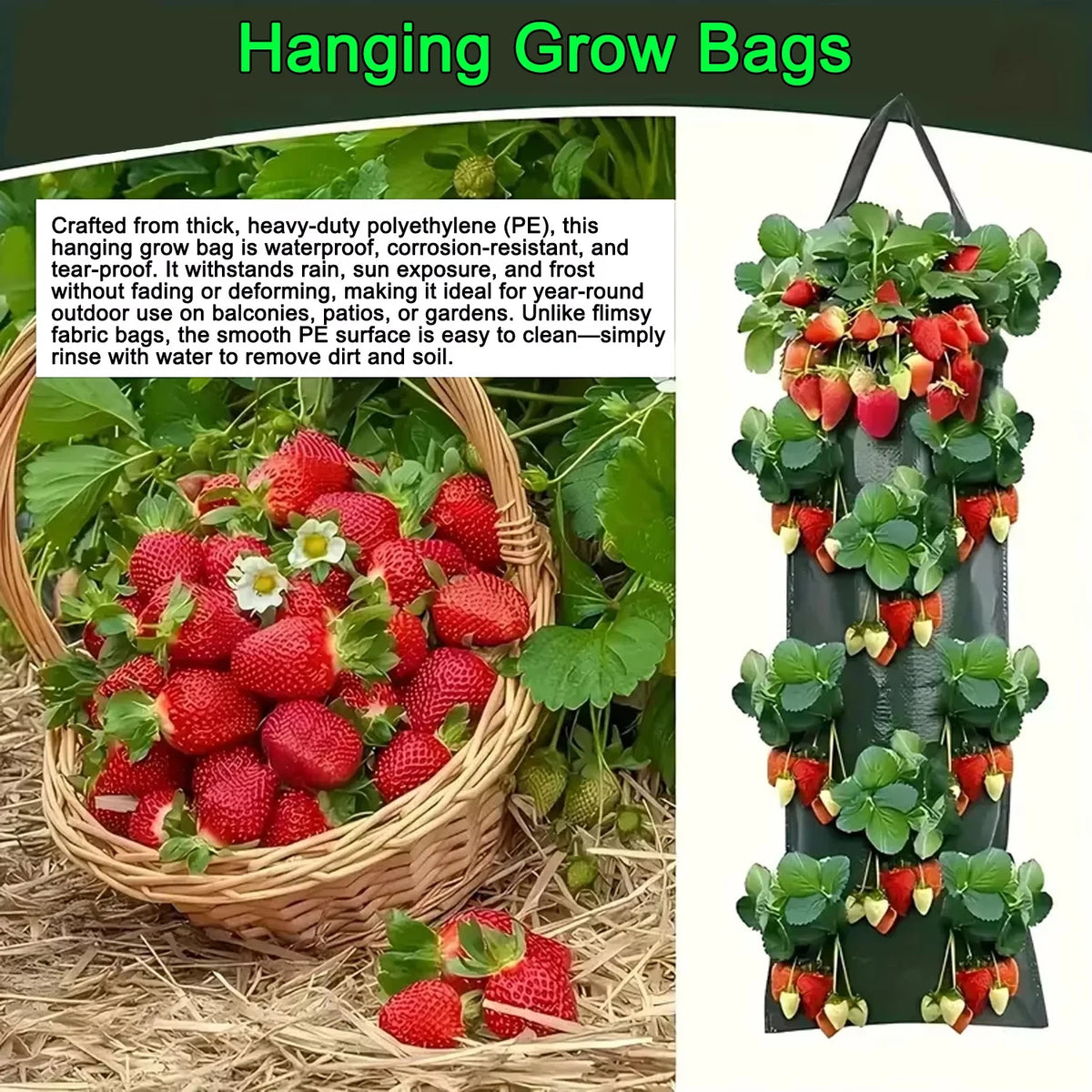 Hanging Grow Bags for Strawberries Tomatoes Hanging Planting Grow Bag Vertical Garden Strawberry Planter Pot Aeroponic Tower