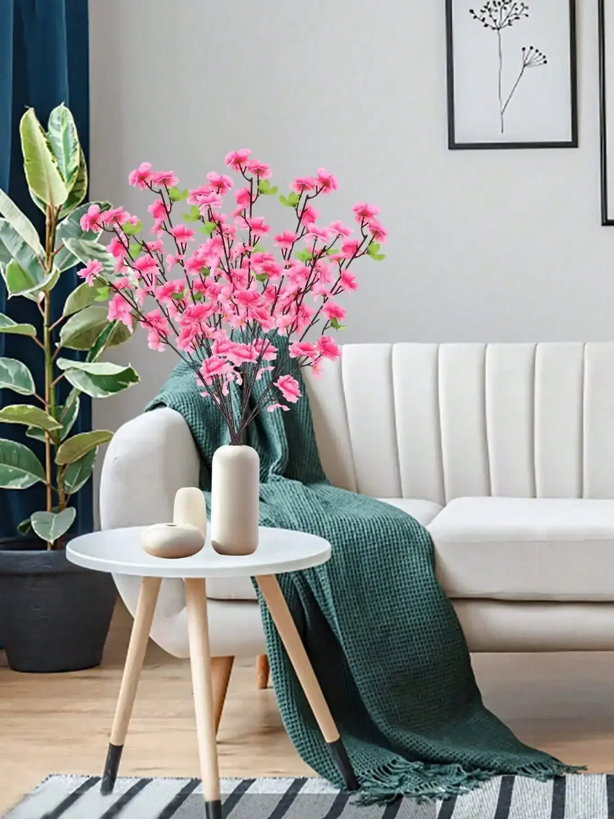 1pc Pink Artificial Peach Blossom Branch Home Wedding Party Landscape DIY Decoration Cherry Blossom Silk Flower Tree Decoration