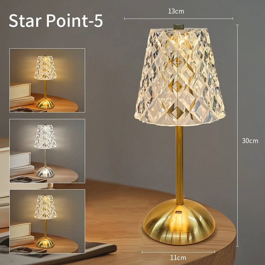 Table Lamp LED Touch Sensor Dimmable Desktop Night Light Rechargeable Wireless Reading Lamp for Hotel Bar Bedroom Decor Light