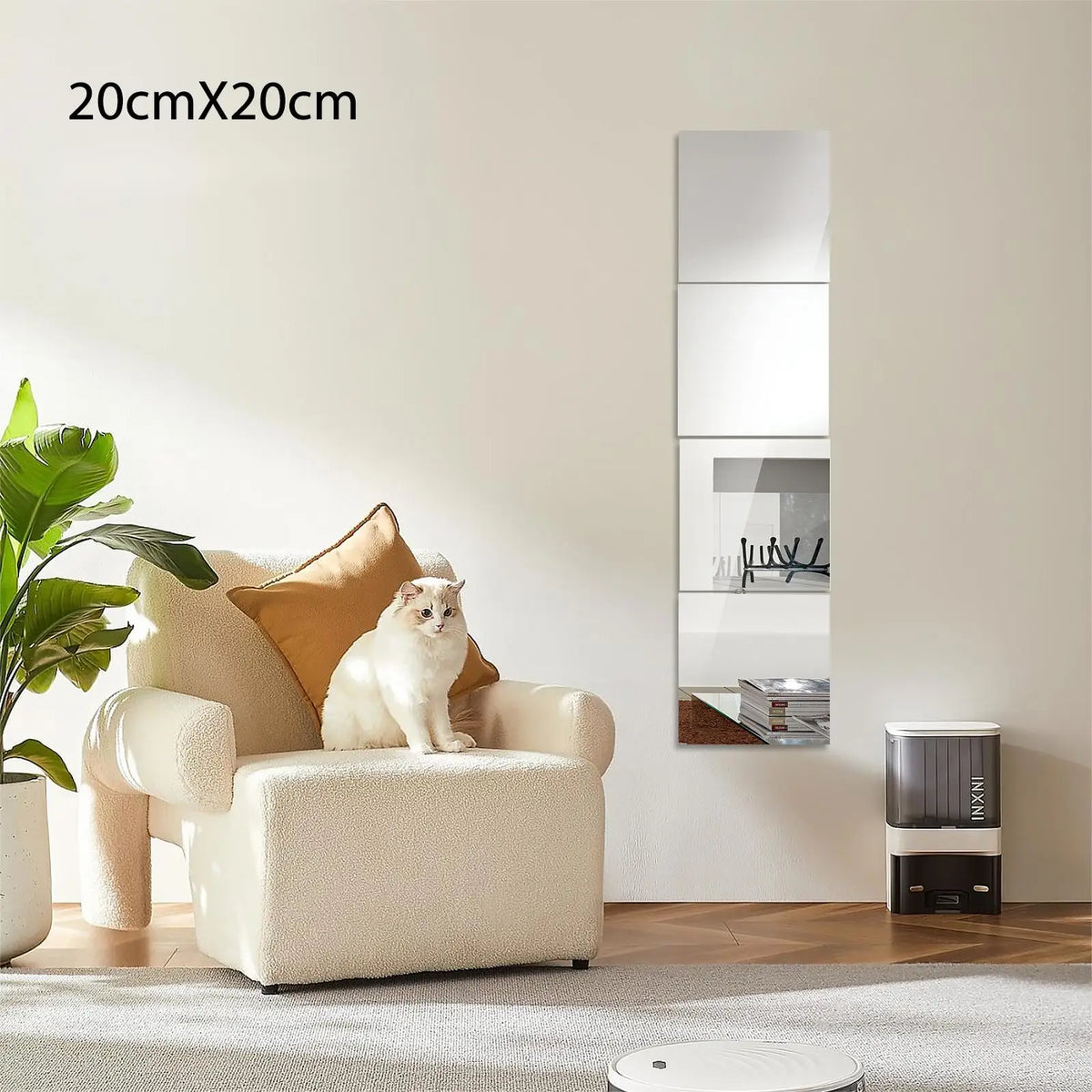 4/8Pcs Acrylic Mirrors Set Self Adhesive Mirror Tiles 2mm Thick Flexible Unbreakable Mirror Sticker Square Mirror Wall Stickers