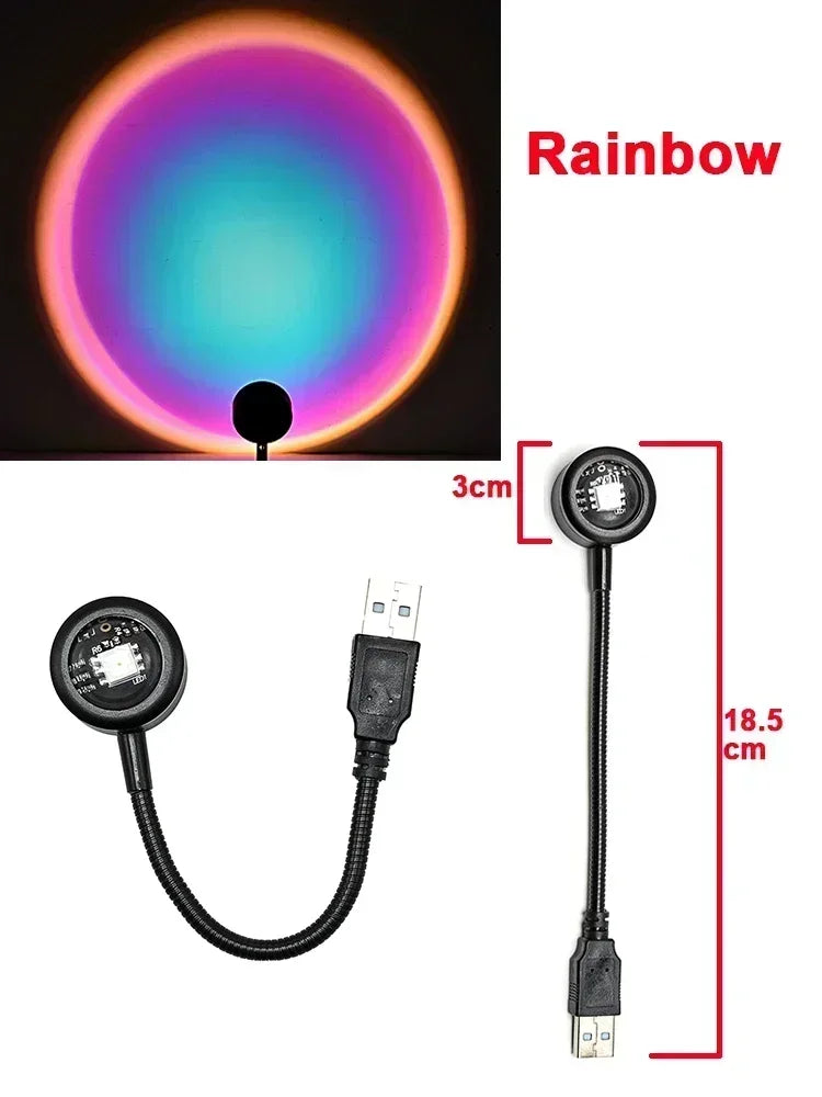 Led USB Sunset Lamp Projector Home Party Decor Night Light Atmosphere Neon Lights For Bedroom Living Room Wall Photography