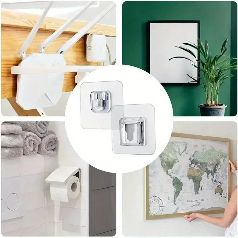 Double Sided Adhesive Wall Hooks Hanger Strong Transparent Suction Cup Storage Socket Hooks Bathroom Kitchen Bedroom Hook Kit