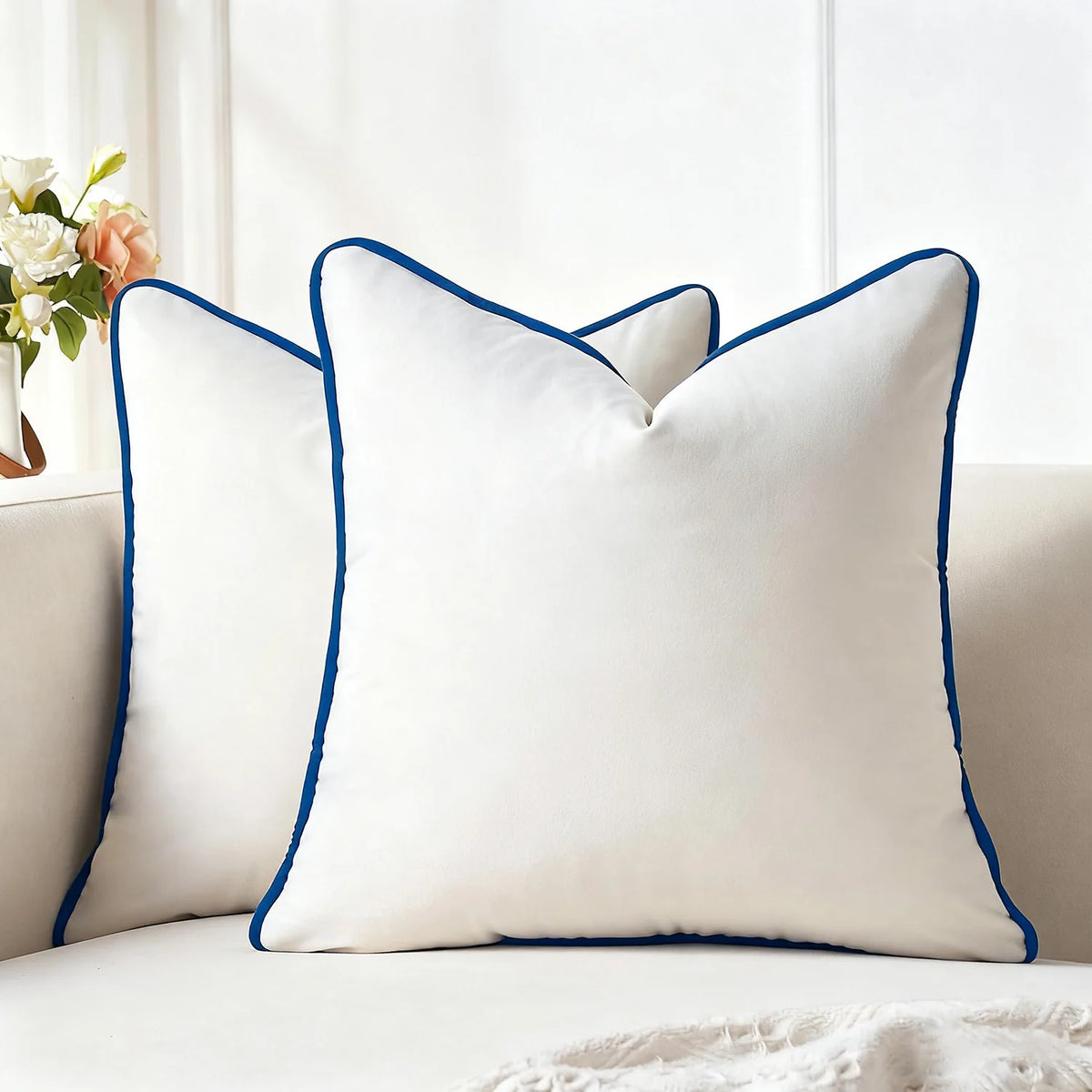 Modern Velvet Pillowcases for Living Room, Black & White Velour Cushion Covers, Sofa Decor, 45x45/50x50/30x50 cm