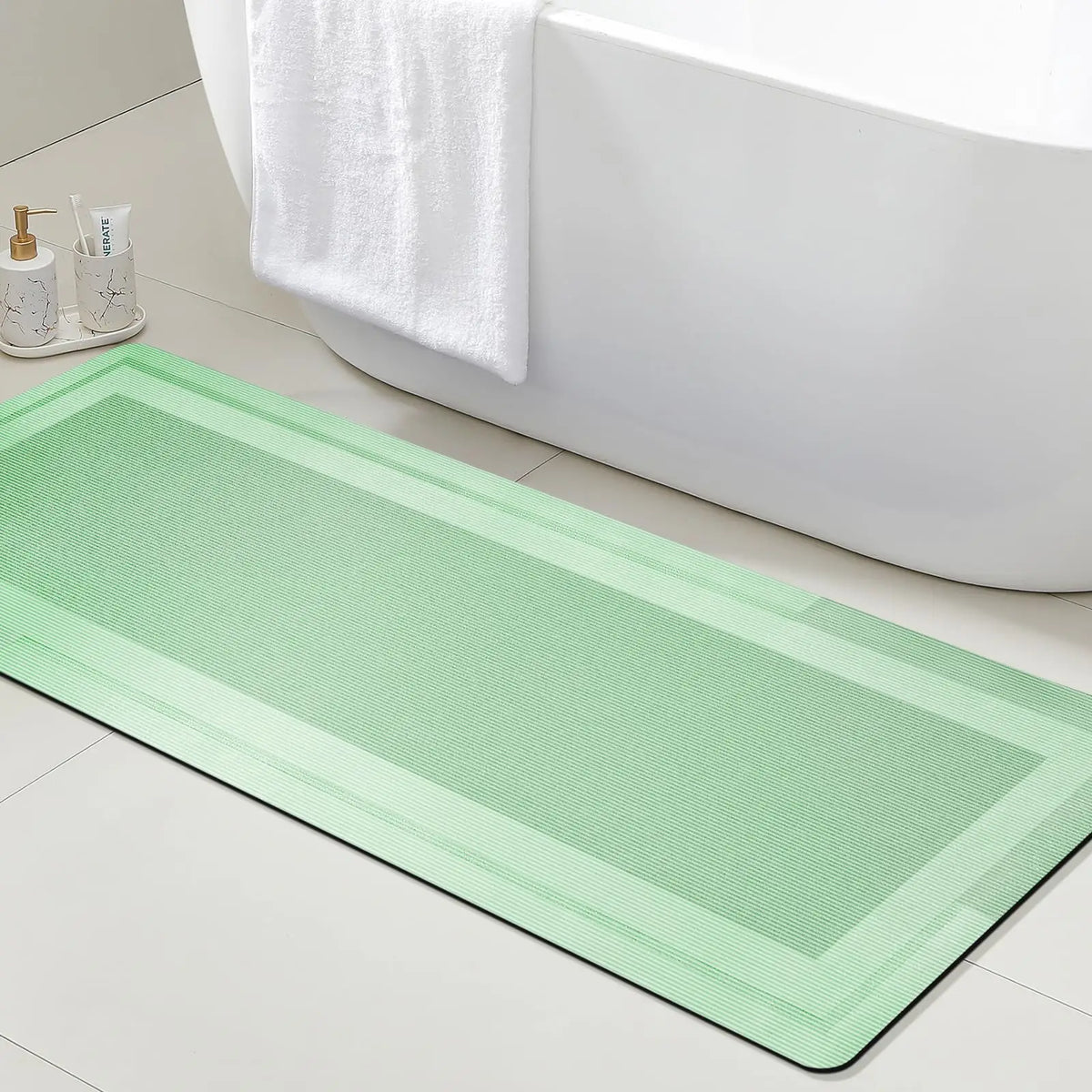VIKAMA Bathroom Runner Rug with No Slip Rubber Backing Quick Dry Ultra Absorbent Bath Mat Machine Washable Floor Mats Home Decor