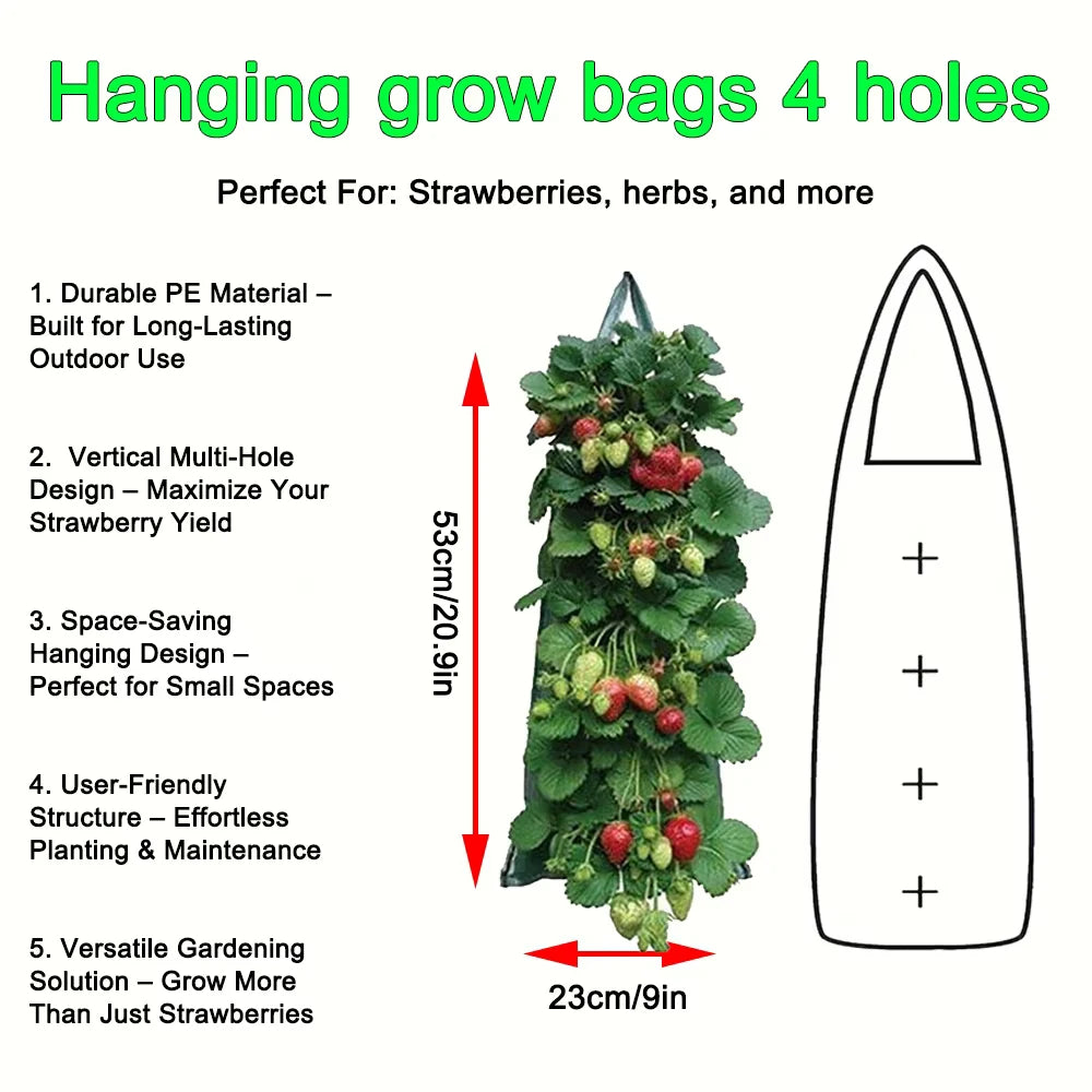 Hanging Grow Bags for Strawberries Tomatoes Hanging Planting Grow Bag Vertical Garden Strawberry Planter Pot Aeroponic Tower