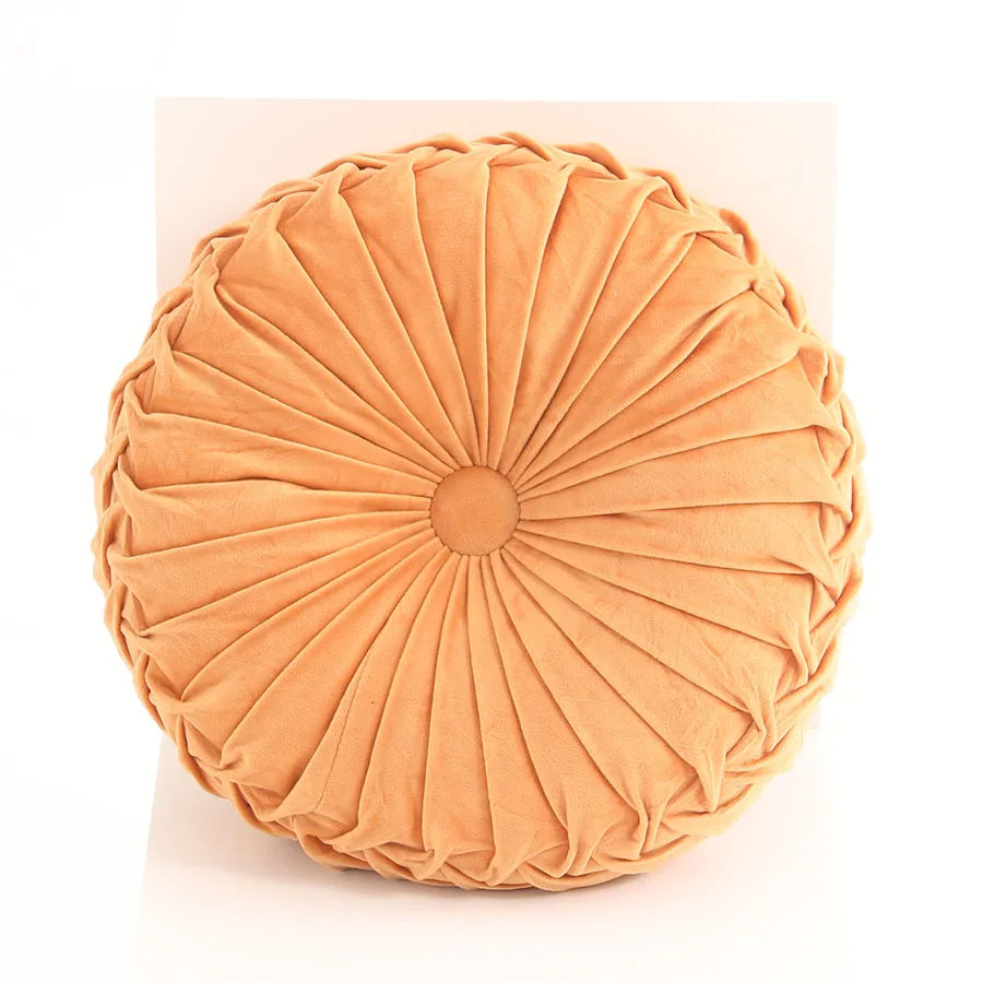 Throw Pillow Hand Sewn Pleated 3D Dutch Velvet Pumpkin Backrest Waist Lumbar Support Cushion Mat For Sofa Bed Floor Office Chair