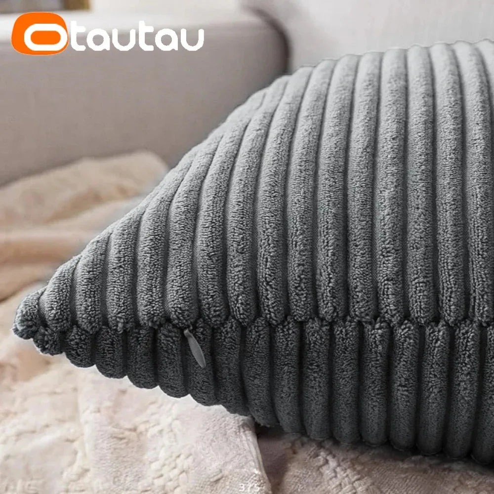 OTAUTAU Cotton Corduroy Cushion Cover Without Insert Throw Pillowcase 30x50/40x40/45x45/50x50/55x50/60x60cm KD024