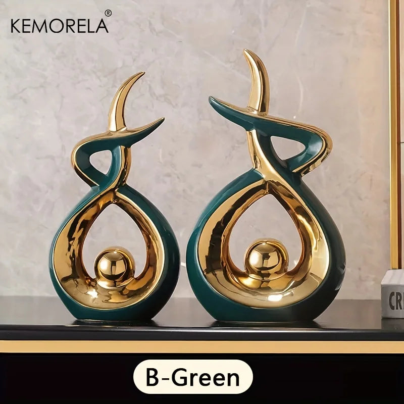 Ceramics Statue Exquisite Home Decor Modern Abstract Art Statue Ornaments Sculpture Decoration for Living Room Table Centerpiece