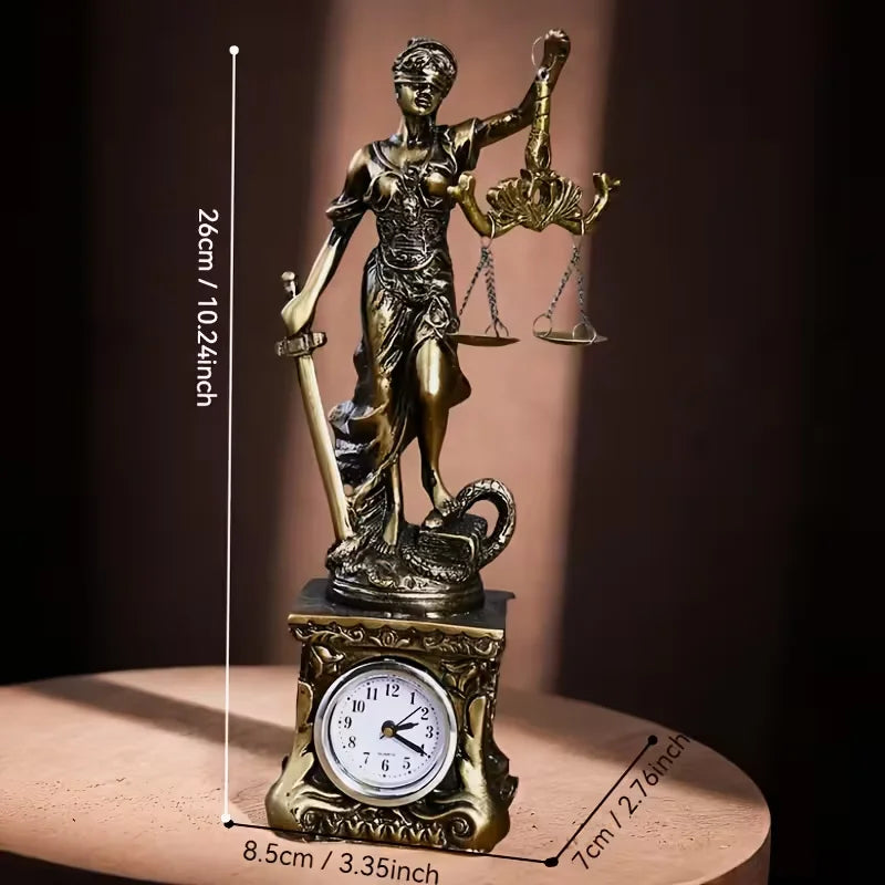 Creative Retro Round bottom Justice Goddess Statue Lawyer Office Ornament Gifts Home Living room Sculpture Desk Decor