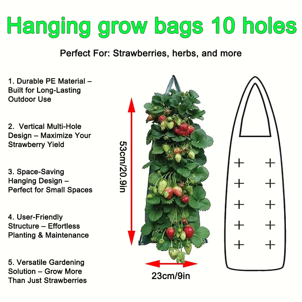 Hanging Grow Bags for Strawberries Tomatoes Hanging Planting Grow Bag Vertical Garden Strawberry Planter Pot Aeroponic Tower