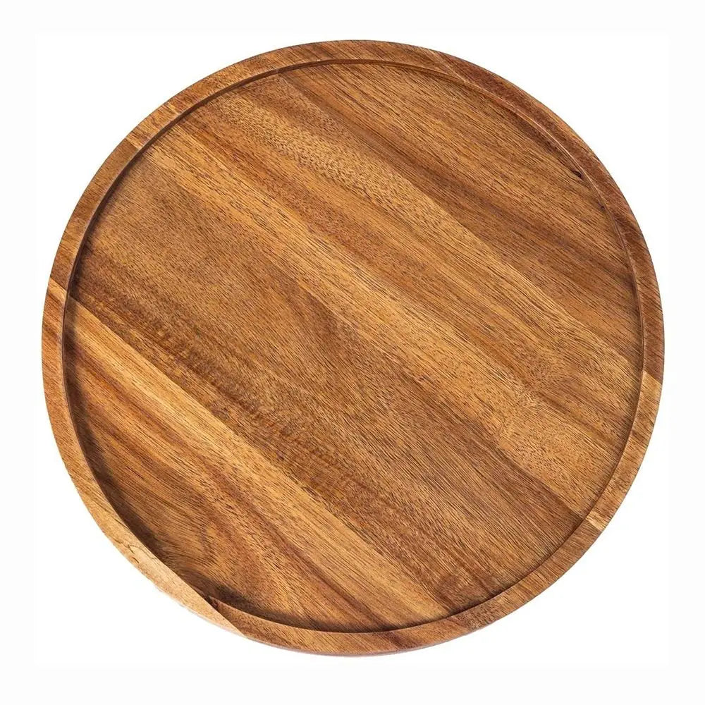 Decorative Tray Round Dinner Plate Wooden Large Wood Platte Dessert Pallet