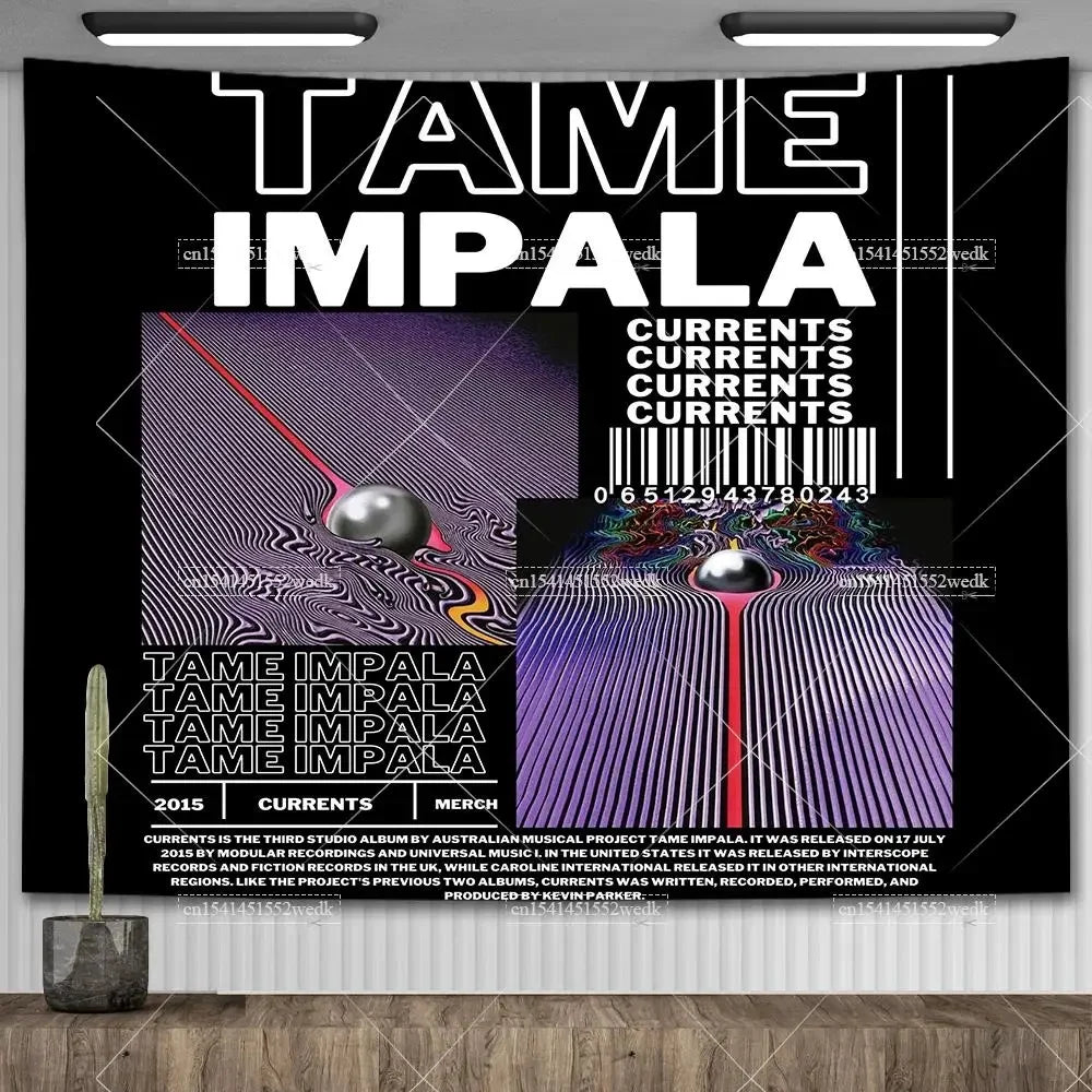 Tame Impala Currents Music Album Posters Wall Hanging Rock Band Poster Meme Tapestries For Bedroom Home Decor Aesthetic Flags