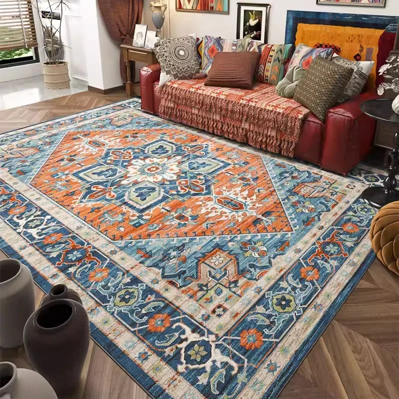 Carpet for Living Room Retro Bohemian Floral Abstract Large Area Rug Home Decoration Pastoral Ethnic Style Bedroom Mat ковер