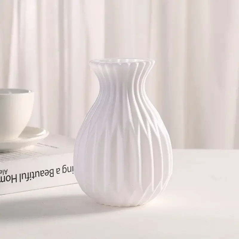 Modern Vase, White Plastic Vase, Flower Pot, Scandinavian Home Decor, Living Room Decor, Wedding Floral Arrangement Vase