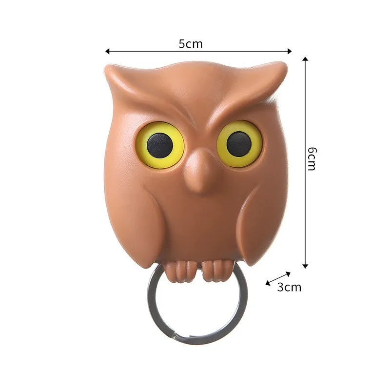 Animal Cartoon Owl Keychain Magnetic Key Hook Auto Blink Cute No Punch Storage Hook Kitchen Home Wall Decor