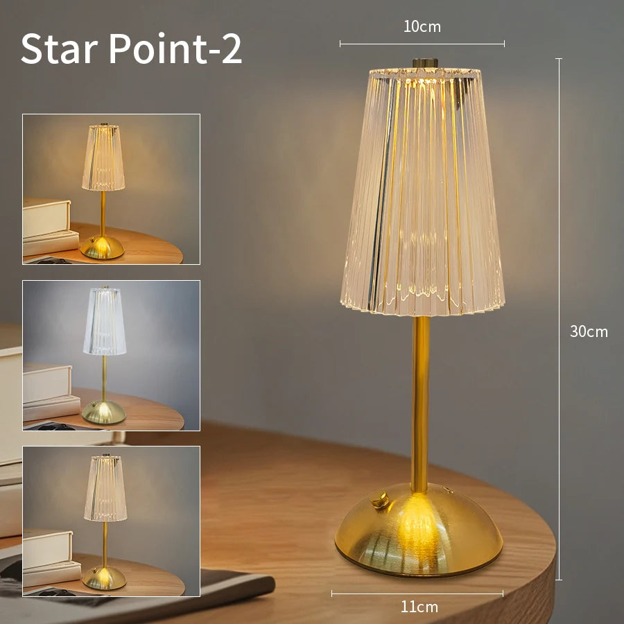 Table Lamp LED Touch Sensor Dimmable Desktop Night Light Rechargeable Wireless Reading Lamp for Hotel Bar Bedroom Decor Light