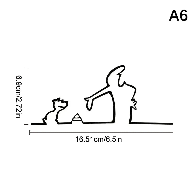 New La Linea Minimalist Line Art Car Sticker Bumper & Window Door Wall Decal With Cartoon Character Design Home Car Decoration