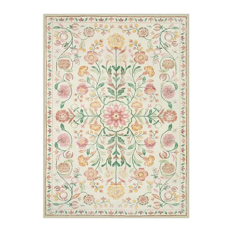 Living Room Carpet Non-slip Soft Machine Washable Floor Mat Bohemian Pink Floral Rug Bedroom Home Decoration Mats Washable Rugs