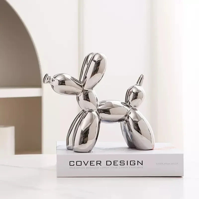11/21CM Mini Ceramic Balloon Dog Sculpture Abstract Ornament Study Room Statue Home Office Accessories Festival Decoration 