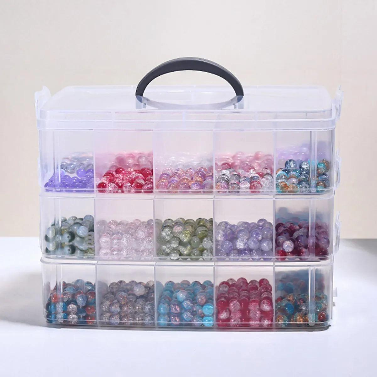 3-Layer Transparent Storage Box, Stackable Storage Box, Portable Craft Bead Plastic Box, Jewelry Storage Box, Storage Tray