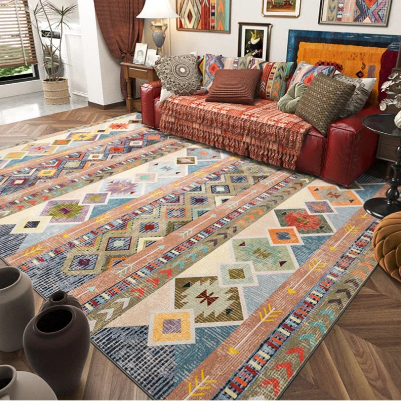 Carpet for Living Room Retro Bohemian Floral Abstract Large Area Rug Home Decoration Pastoral Ethnic Style Bedroom Mat ковер