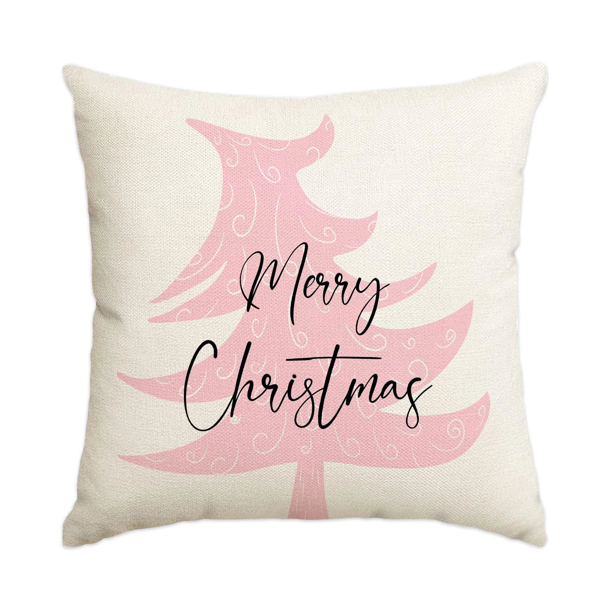 1/4pcs Christmas Pillow Cover, Pink Printed Cushion Cover, Farmhouse Decorative Sofa, Christmas Decoration (without Pillow Core)