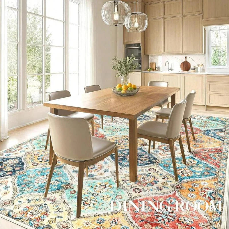 VIKAMA Bohemian Moroccan Carpet Soft Non-Slip Living Room Sofa Coffee Table Mat Bedroom Walk-in Closet Area Rug Home Decoration