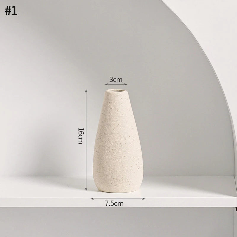 INS Ceramic Vase White Flower Pot Nordic Decorative Vase Dry Flower Vases for Home Living Room Desktop Decor ваза для цветов